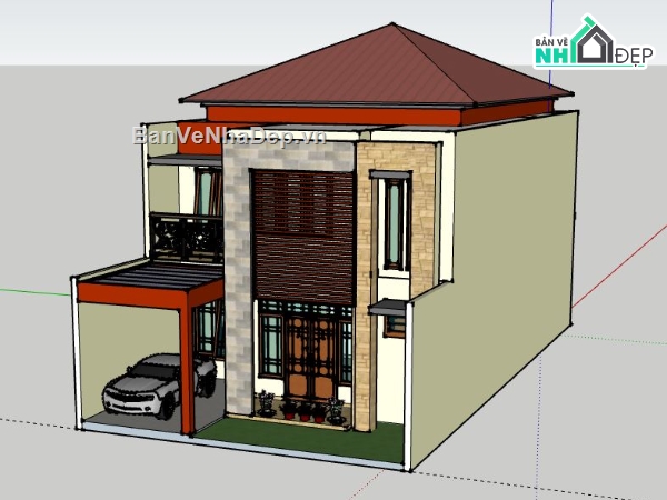 Biệt thự 2 tầng,model su biệt thự 2 tầng,file su biệt thự 2 tầng,sketchup biệt thự 2 tầng,biệt thự 2 tầng model su