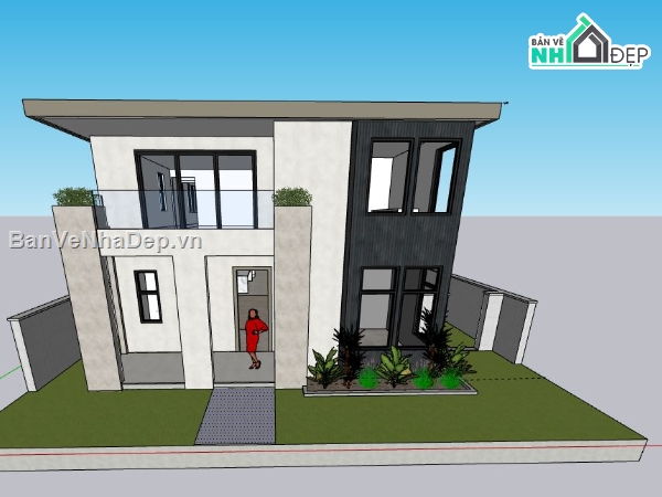 Biệt thự 2 tầng,model su biệt thự 2 tầng,file sketchup biệt thự 2 tầng