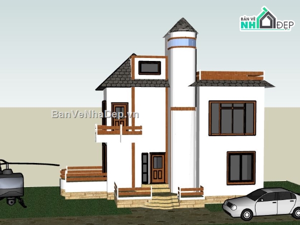 Biệt thự 2 tầng,model su biệt thự 2 tầng,file su biệt thự 2 tầng,mẫu biệt thự 2 tầng sketchup
