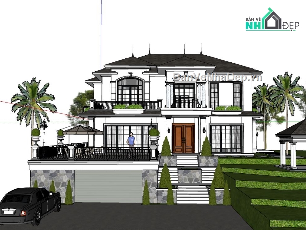 file su biệt thự,biệt thự 2 tầng,model su biệt thự