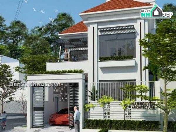 biệt thự đẹp 2 tầng,sketchup biệt thự 2 tầng,biệt thự 2 tầng đẹp