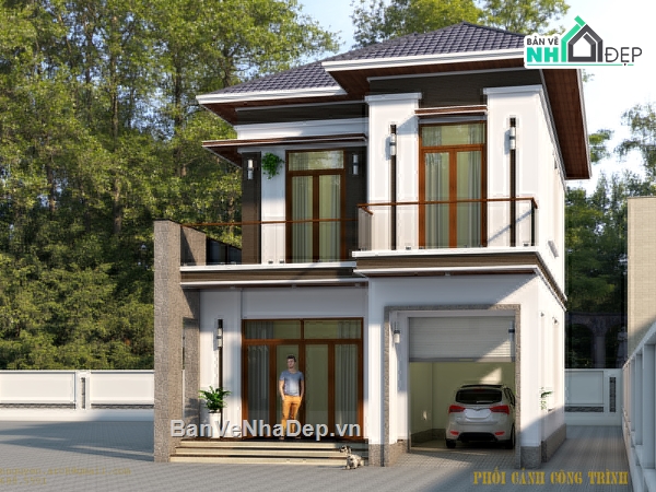 biệt thự 2 tầng,biệt thự 2 tầng mái thái,su biệt thự 2 tầng,biệt thự 2 tầng 8x11m