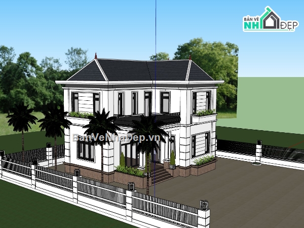 biệt thự 2 tầng,Biệt thự,model biệt thự