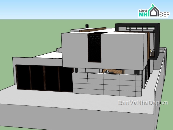 Biệt thự  2 tầng,sketchup phối cảnh biệt thự,mẫu nhà 2 tầng đẹp