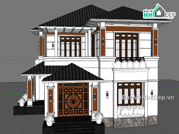file su biệt thự  2 tầng,model su biệt thự,file sketchup  biệt thự  2 tầng,model sketchup  biệt thự  2 tầng
