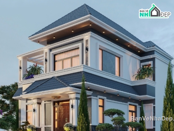 biệt thự 2 tầng,cad biệt thự 2 tầng,file cad biệt thự 2 tầng