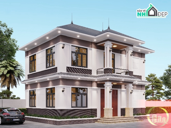 biệt thự 2 tầng,biệt thự đẹp 2 tầng,biệt thự 2 tầng mái nhật đẹp,kiến trúc biệt thự