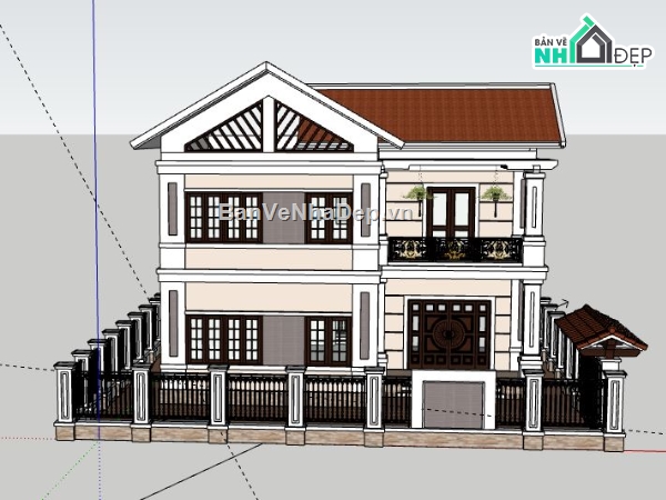 Biệt thự 2 tầng,File sketchup biệt thự 2 tầng,biệt thự 2 tầng model su,biệt thự 2 tầng file su