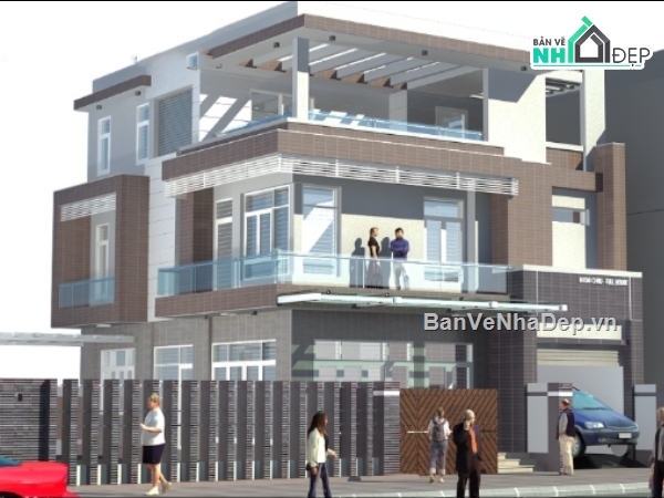 Biệt thự,biệt thự 3 tầng,cad biệt thự 3 tầng,file cad biệt thự 3 tầng