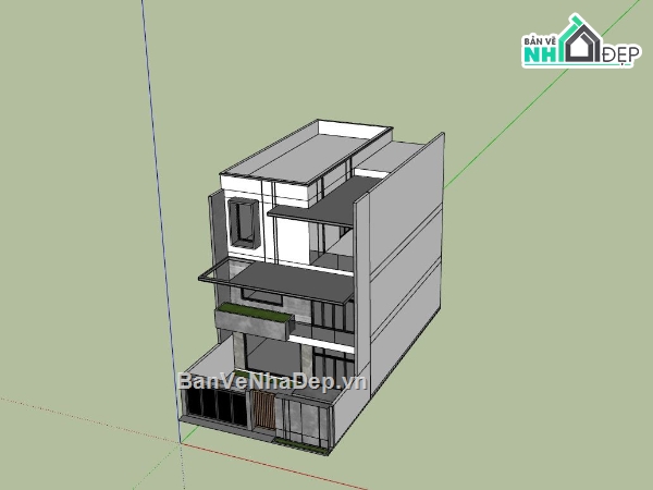 biệt thự 3 tầng đẹp,sketchup biệt thự,ngoại thất biệt thự su
