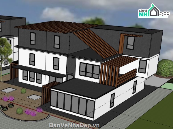 Biệt thự 3 tầng,Biệt thự 3 tầng file sketchup,file su biệt thự 3 tầng,biệt thự 3 tầng model su