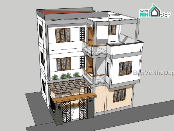 biệt thự 3 tầng,model biệt thự,file su biệt thự