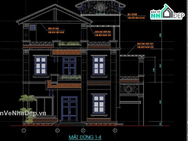 biệt thự 3 tầng,cad biệt thự 3 tầng,biệt thự 3 tầng file cad