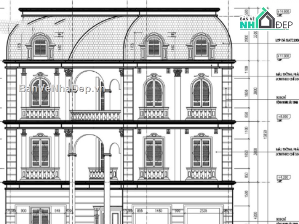 biệt thự 4 tầng,cad biệt thự 4 tầng,file cad biệt thự 4 tầng