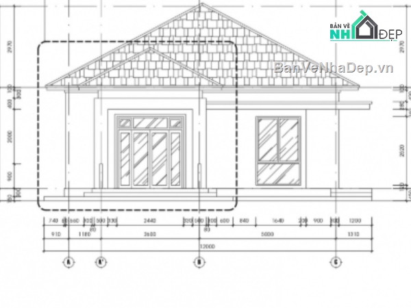 biệt thự 1 tầng,cad biệt thự 1 tầng,file cad biệt thự 1 tầng,biệt thự 1 tầng file cad
