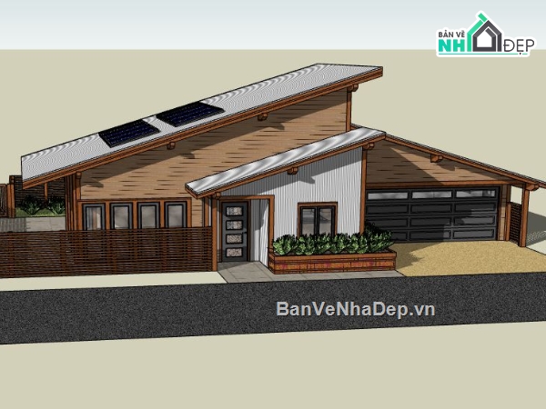 Biệt thự 1 tầng,model su biệt thự 1 tầng,biệt thự 1 tầng sketchup