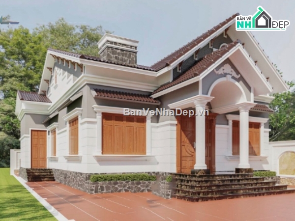 mái thái 1 tầng,biệt thự 1 tầng mái thái,cad biệt thự 1 tầng,file cad biệt thự 1 tầng,biệt thự 1 tầng file cad