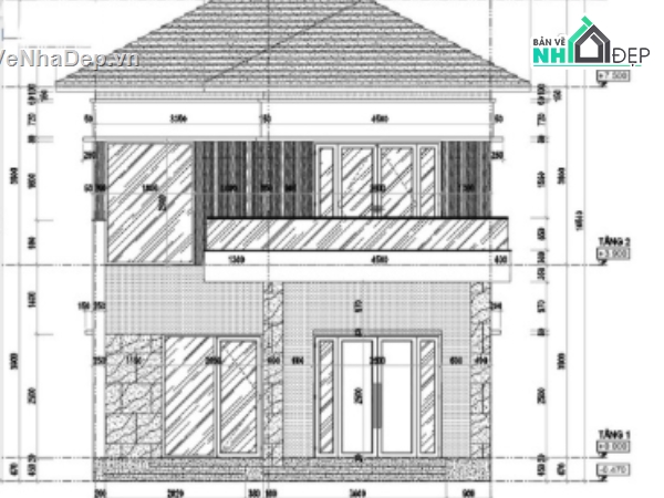 Biệt thự 2 tầng cad,file cad biệt thự 2 tầng,biệt thự 2 tầng cad,cad biệt thự 2 tầng