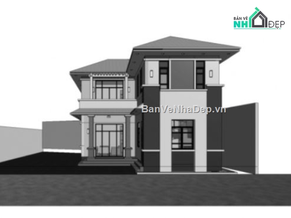 biệt thự 2 tầng,kiến trúc 2 tầng,2 tầng mái nhật