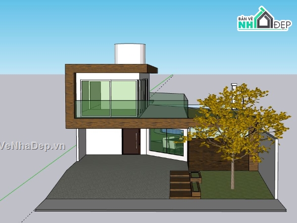 Biệt thự phố 2 tầng,model su biệt thự 2 tầng,file su biệt thự 2 tầng,sketchup biệt thự 2 tầng,biệt thự 2 tầng model su