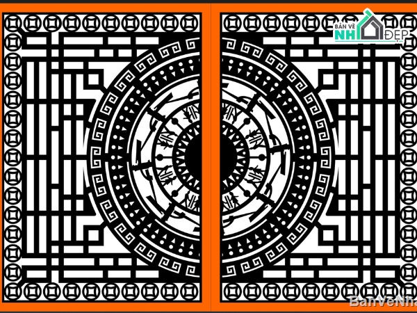 cổng trống đồng cắt cnc,file cad cổng 2 cánh cnc,cổng trống đồng cnc,mẫu cnc cổng 2 cánh