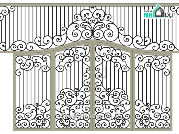 cnc ô thoáng,cổng 2 cánh,mẫu cổng sắt