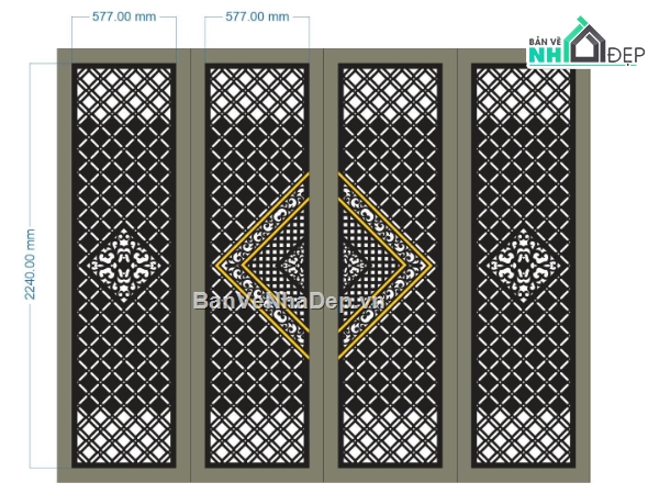 cổng đẹp 4 cánh,Mẫu cổng 4 cánh cnc,file cnc cổng 4 cánh