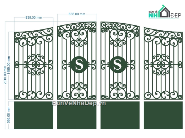 Mẫu cổng 4 cánh cnc,cổng 4 cánh hiện đại,cổng 4 cánh cnc
