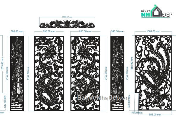 File cổng 4 cánh,cổng dxf,cổng rồng trúc