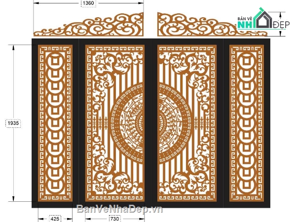 mẫu cổng,mẫu cổng 4 cánh,file cnc cổng 4 cánh,mẫu cnc cổng 4 cánh