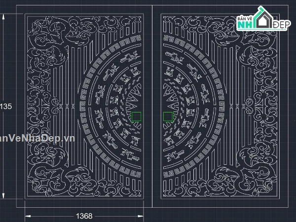 cổng trống đồng cnc,file cổng đẹp,cổng dxf