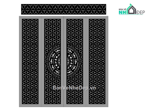 Cổng 4 cánh bông tuyết,Cổng 4 cánh,file dxf cổng 4 cánh