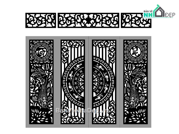 Mẫu cổng 4 cánh cnc,cổng tài lộc,cổng dxf trống đồng