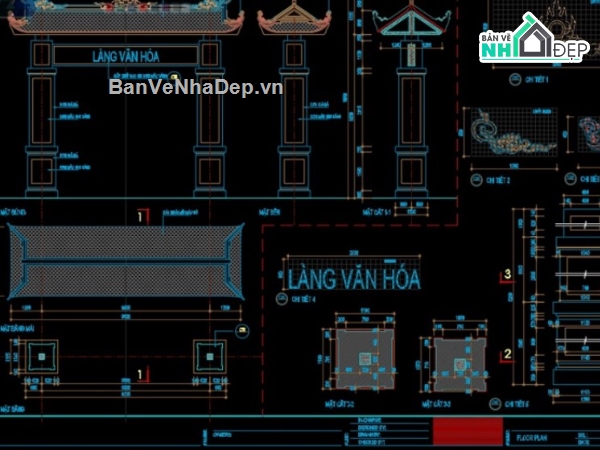 cổng làng mới,cổng file cad,mẫu cổng