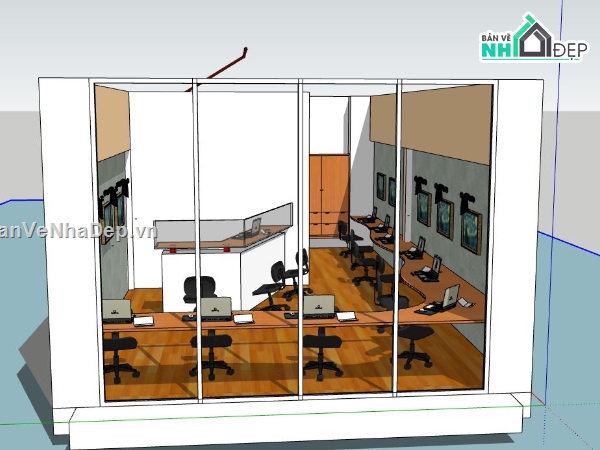 3d văn phòng,file văn phòng,3d nội thất,bản vẽ sketchup văn phòng