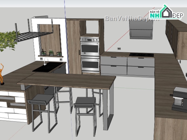 nội thất phòng bếp,phòng bếp model su,sketchup nội thất phòng bếp