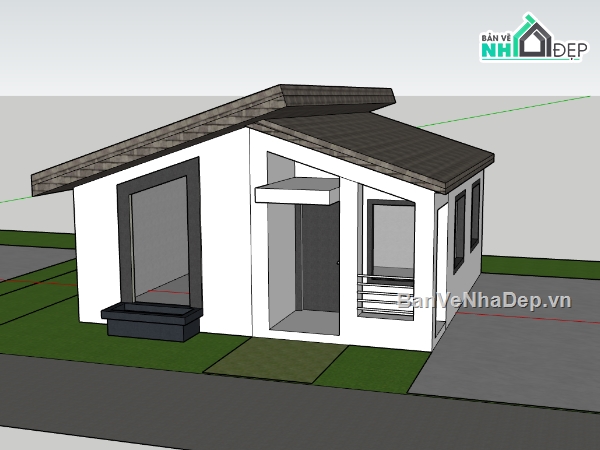 nhà cấp 4,nhà cấp 4 sketchup,sketchup nhà cấp 4