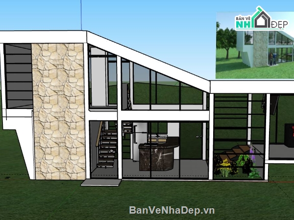 model su nhà nghỉ dưỡng,file su nhà nghỉ,sketchup nhà nghỉ dưỡng
