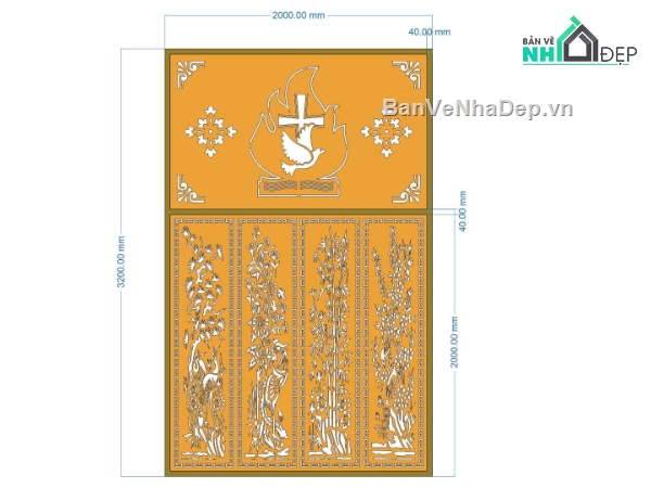 mẫu cổng 4 cánh,cổng tứ quý cnc,file cnc cổng tứ quý