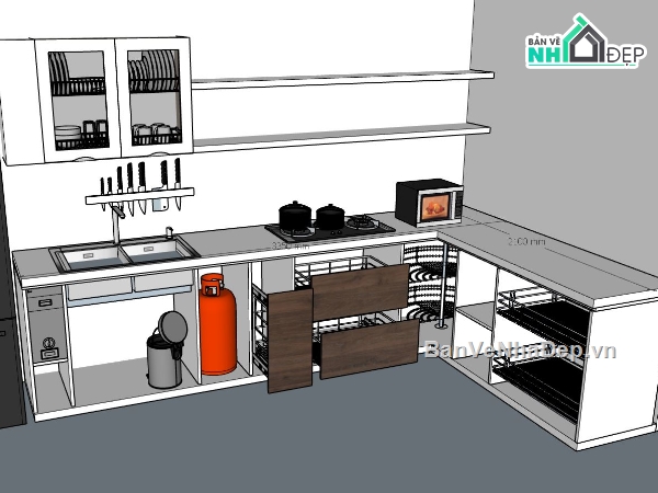 3d nội thất,phòng bếp,sketchup nội thất,nội thất phòng bếp