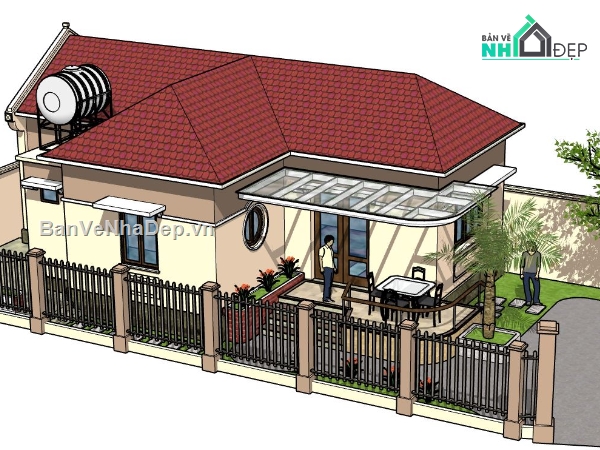 su nhà 1 tầng,mẫu nhà 1 tầng dựng file su,model su nhà 1 tầng1