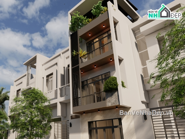 nhà phố 4 tầng,kiến trúc nhà 4 tầng,bản vẽ nhà 4 tầng