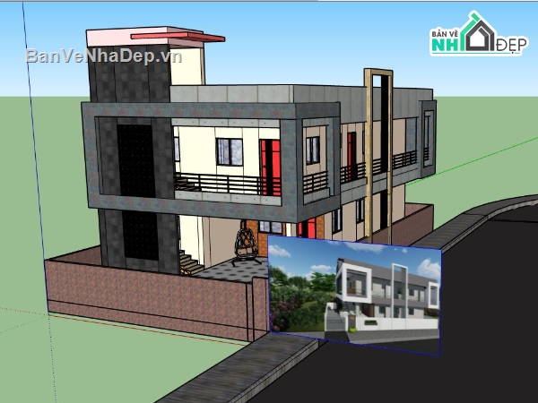 biệt thự 2 tầng,file sketchup biệt thự 2 tầng,su biệt thự 2 tầng,file su biệt thự