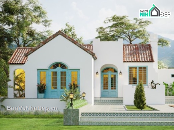 mẫu nhà 1 tầng,file 3dmax nhà vườn,nhà 1 tầng đẹp