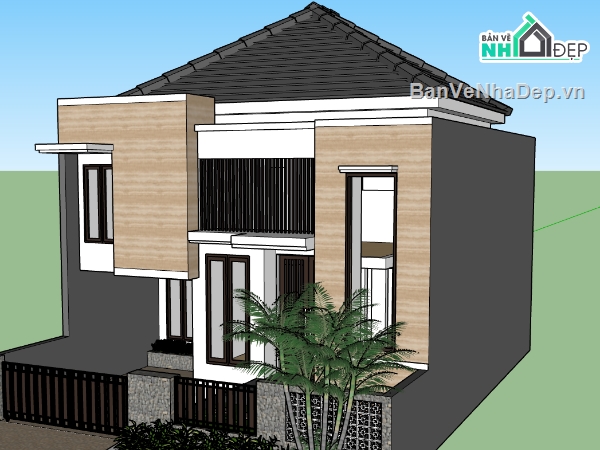 nhà 1 tầng,mẫu su nhà 1 tầng,mẫu sketchup nhà 1 tầng