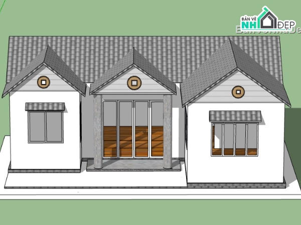 mẫu nhà 1 tầng,model su nhà 1 tầng,mẫu sketchup nhà 1 tầng