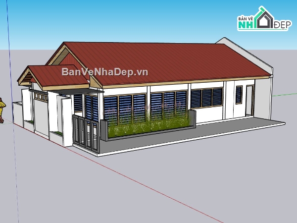 nhà cấp 4,sketchup nhà cấp 4,nhà cấp 4 hiện đại