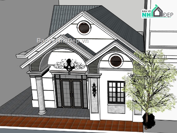 nhà mái thái,mái thái 1 tầng,mẫu nhà 1 tầng,mẫu nhà mái thái