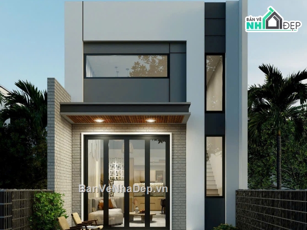 Mẫu nhà gác lửng,nhà gác lửng,bản vẽ nhà gác lửng 5x15