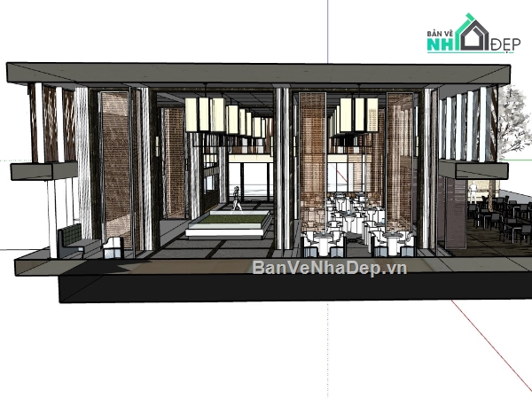 Mẫu nhà hàng,nhà hàng,nhà hàng sketchup,su nhà hàng